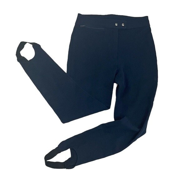 Vintage Ski Pants Stirrups Navy Blue Size 40 Wool Blend - Picture 1 of 10